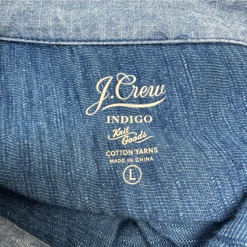 J. Crew Indigo Knit Good Cotton Yarns Garment Dyed Harbor Button Up Shirt Large